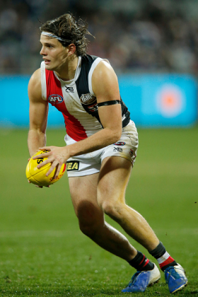 Hunter Clark has started all but a handful of his senior games for St Kilda at half back and mostly stayed there, with occasional rotations to the middle to help out at the coalface. At this still early stage of his career he has developed into a Callum Mills type, who was also hyped in the media for years for an allegedly inevitable permanent inside mid move. That finally happened for Mills this year, but perhaps it's too early to be seriously talking about Clark in the guts. The Saints could certainly use some depth on-ball, but that's what Brad Crouch is for.