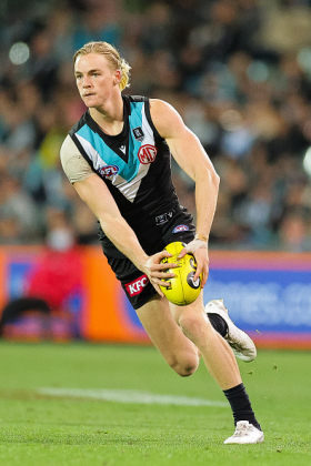 Miles Bergman is most likely the 22nd picked in this star-studded Port Adelaide team, which makes his clangers all the more noticeable as his spot is the most under pressure from the fringe at Alberton. As an outside player coming from the wings and flanks to impact on contests, his inexperience has led to some poor outcomes at key moments, and as this rate he is going to turn into a club whipping boy among the fans who want a steadier hand. He is the sort of player who thrives with continuity, so one hopes he'll play his role without major incident.