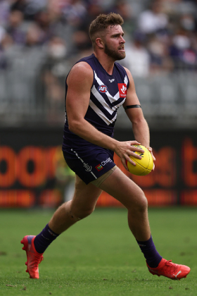 Luke Ryan has flirted with fantasy premium status in previous years and started 2023 with a series of impressive scores, boosted by Fremantle's decision to play slow on rebounds in several games (which they lost). Their attack has sped up a little in recent weeks but Ryan is maintaining a perfectly startable pace, playing his customary third tall defender role. His scoring is heavily dependent on Alex Pearce and Brennan Cox populating the defensive spine, but while they are in the 22 he is free to charge for a top six fantasy back slot.