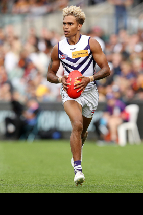 Liam Henry had one of his better games last week in the purple, despite the team getting swamped away at the Showground by the orange tsunami. He normally comes off a half forward flank and skulks forward of the play, readying himself to sprint behind the defence and into forward 50. Against GWS he was roaming further up the ground providing more link play, the sort of role which can produce consistently startable scores. The question is whether this form will extend further than one match, making him a spot start in draft leagues if you're desperate.