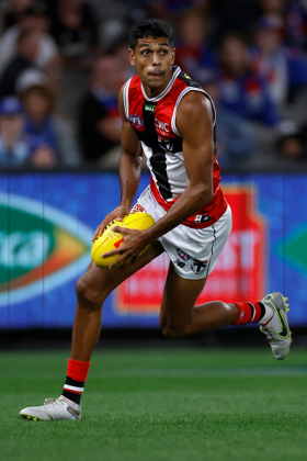 Nasiah Wanganeen-Milera is obviously a quality player with ball in hand and is blossoming quite nicely off a half back flank for St Kilda. The question for fantasy coaches is this: can he get enough quantity of leather to make him startable in their sides? Many fantasy coaches had some joy last season with Keidean Coleman, and in NWM they have a fairly similar player whose opportunity and development have put them on an upward trajectory. He is the sort of player you want more in Supercoach, as he will tend to score better in a system that rewards silky disposal.