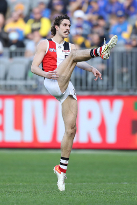 Max King booted two goals on return from injury last week against Carlton after three weeks out with a troublesome shoulder, but only one in the two previous full games. It's the sort of chronic problem that is often solved through off-season surgery after a year of carrying it through the season, in a St Kilda side which is screaming out for a big-bodied tall forward to straighten them up. St Kilda have chosen to play Tim Membrey in the seconds as they give Anthony Caminiti, Mattaes Phillipou and Cooper Sharman senior experience, so they will continue to rely on King's presence.