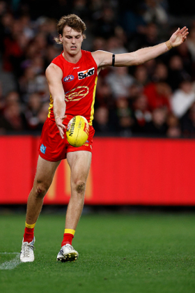 Charlie Ballard has matured into one of the top five or six centre half backs in the league, and when Sam Collins is also in at full back the Suns are set for a defensive spine, albeit one that is often swamped by bulk supply from the opposition midfield. He has not been talked about much in All-Australian conversations, and perhaps he needs to add the final piece to become a truly modern CHB: consistent ability to zone off for intercepts. He's been more of a back-shoulder player, but if he is to become fantasy-relevant he must pinch a page from the Sicily and Ridley manuals.
