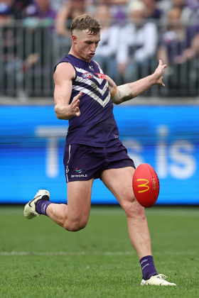 Josh Treacy is undergoing what in some circles is being called a breakout season, with some highlight reel plays in recent weeks that shows him to be playing with maximum confidence and fitness. Centre half forward has always been the hardest position in footy, and in Treacy the Dockers have a big body with excellent pace off the mark, who can bust open packs and bustle in transition to provide an option forward of the ball. His scoring is too tied to his goalkicking to be an every-week starter, but today at home to the decimated Tigers might be a chance for a sneaky spot start.