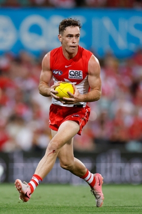 Ben Paton has become vitally important to fantasy coaches this year after years of obscurity at St Kilda, after an off-season move to Sydney where he has already made one senior appearance. His discounted price due to lack of opportunity last campaign means he is one of the stronger candidates for rookie-priced improver, especially since Harry Cunningham missed the start of the season through injury. Paton has taken Cunningham's deep role as lockdown defender, and had plenty to do against the Hawks small forwards. Being near the ball is good for fantasy.