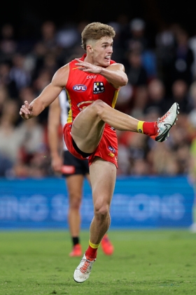 Will Graham spent a lot of last season rotating through central midfield for Gold Coast, with Touk Miller preferred in a mid/forward role. Miller's resurgence in 2025 has seen Graham play almost exclusively as a forward, taking over that role from David Swallow. Like Archie Perkins and Finn Maginness at other clubs, his talents are better suited on the inside but he doesn't have the polish of his teammates and thus his future seems to be as a roleplayer. You can still play 200 games that way and build a respectable and long career, and the Suns need that kind of solid soldier.