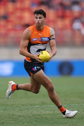 Finn Callaghan has been one of the improvers in the GWS engine room this season, following much the same trajectory as Josh Kelly did years before. Like Kelly, his one wood is acceleration from congestion to start those trademark Giant tsunamis, but you're only as good in that role as the amount of times that you get it, and Callaghan has had some quiet ones when the flow of the game hasn't suited his skill set, as Kelly has done over the years. Fantasy coaches want a high scoring floor, and in Callaghan they have a high-ceiling operator with maybe too much variability.