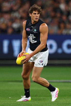 Charlie Curnow has been arguably the best true centre half forward in the game for a while now, with most others on top of the league goalkicking starting at full forward, and Jeremy Cameron playing more of a running role up the field than the traditional stay-at-home target. Every good CHF needs a decent player in the goalsquare to provide structure behind him, but for Carlton this year he hasn't had Harry McKay as much as he would have liked, and his role has grown deeper as a result. His best work is hitting the logos and streaming back, and the Blues need him to rediscover it.