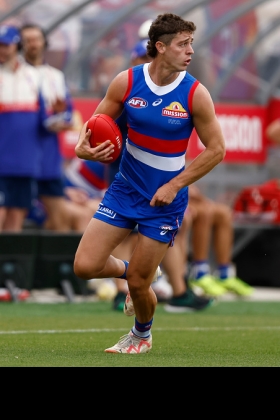 Nick Coffield has come into the senior Bulldogs side at a time when the tall defender stocks are at somewhat of a low point, with Liam Jones consigned to the VFL and Buku Khamis starting as the substitute in recent weeks. Against some clubs you can get away with one or two established key position defenders and make up the numbers with hybrids like Coffield, but today the Dogs play the Crows who have three genuine tall targets inside 50. The likes of Coffield, Bailey Williams and James O'Donnell will be rushing between spinning plates all afternoon.