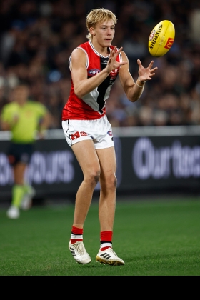 Alixzander Tauru is almlost literally the Great White Hope for St Kilda's resurgence up the AFL ladder, having only played a handful of senior games but already drawing comparisons with club legends Nick Riewoldt and Trevor Barker, not to mention David Rhys Jones and Peter Knights for his ability to float across a contest to intercept with blonde locks flying. He hasn't got the supreme tank of Riewoldt but he has plenty of courage, an asset which may turn into a liability if he cops head knocks going for too much. We all hope he finds a happy medium between bravery and smarts.