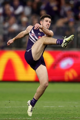 Andrew Brayshaw gets the mantle of leadership formally handed over tonight from previous club champion Nat Fyfe, forming along with Caleb Serong one of the more prolific midfield duos in the league. Unlike Fyfe, both AB and Serong are smaller inside mids, making them both susceptible to tagging pressure as has been shown at different times during this season. No one could bully Fyfe on the inside, but Brayshaw can tend to suffer when a cooler is sent to him, as will probably happen again tonight in a high-stakes match for top four aspirants in a tight ladder tussle.
