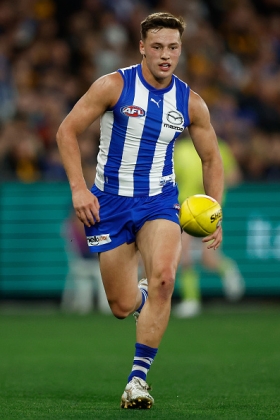 Cooper Harvey has arguably the most famous surname at North Melbourne, a father/son draft pick whom it would be hard to see play anywhere else than the club where his dad Brent set the all-time games record. Those are big shoes to fill - figuratively, not literally - but young Zoomer has started showing more than a few glimpses of the player he is going to be when he matures. His ability to find space at half forward for marks and then deliver reliable set shot finishes is already at AFL level, and will be a big weapon in future. Pieces like that are recruiting gold, and North got a freebie.