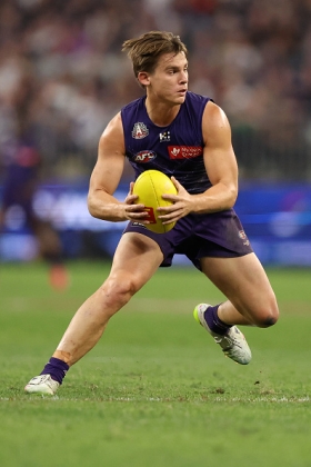 Caleb Serong is one half of one of the more prolific inside midfield tandems in the league, having reached A-grade status alongside Andrew Brayshaw. Serong has more skill and grit with several goal of the year contenders and an emphasis on tackling, while AB is an accumulator and instigator rather than finisher. Both of them are susceptible to a tag, and they both had attention last week at times in the close loss to Geelong, who can run two taggers. Not many other teams can or want to, leaving Serong mostly free to be a valuable fantasy asset.