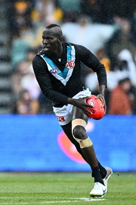 Aliir Aliir is still one of the most feared defenders in the league when Port Adelaide gets the game played on his terms. Those terms involve him being able to zone off his opponent to intercept, something the current Power list has not been able to provide him, hamstrung as it has been by injury and poor form by other key defenders. He has reverted to a more traditional back-shoulder style recently, with Josh Carr trying out Todd Marshall as the interceptor before another near-inevitable injury. Will we ever see Aliir dominate a back 50 again as he did at his best?