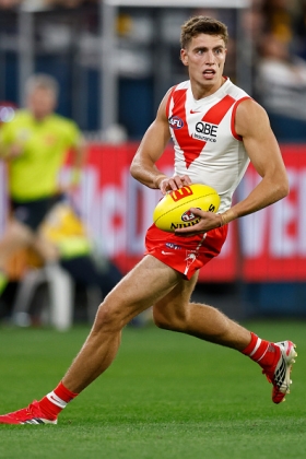 Jai Serong is arguably the greatest off-season move of 2025, having been discarded by Hawthorn who preferred established older players to populate their defensive spine, and finding a fresh new start at Sydney as a wingman. The Hawks never tried him there, and he has been a revelation in the modern mould of the tall winger who can compete in the air as well as maintain his workrate with running off the ball. For fantasy purposes, wingers who don't have specialist stoppage skills can be hit-or-miss depending on the flow of the game, but Serong has been a handy surprise starter.