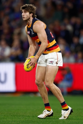 Jordon Butts is part of a key position depth chart at Adelaide that has been variable in 2026. Mark Keane is nominally at the top of it with responsibility for the opposition's best tall forward, preferably operating from full back. This is probably also the best starting spot for Butts and James Borlase, with Nick Murray also handed the biggest job at times this year... before the latter was dropped this week. What is the pecking order amongst the Crows this week, when Mitch Georgiades looms? Big Butts probably gets first crack, with Borlase close behind.