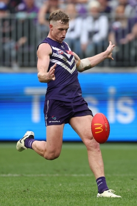 Josh Treacy has come into his full powers this season, the most visible of the signs that the Dockers are finally ready to make a serious flag tilt. He has all the toys: a bullocking frame that enables him to bust open packs, a big tank that lets him hit the logos, and a booming set shot. While his accuracy is perhaps the only part of his game that still isn't A-grade, the rest of the package is pretty much complete. He is an old-fashioned centre half forward, in a mould we haven't seen at this level since Jonathan Brown. He carries the hopes of real and fantasy coaches on his boot.