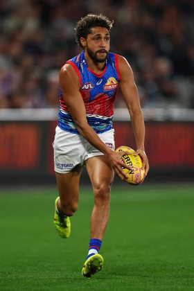 Arthur Jones has taken the opportunity of long-term injury to Cody Weightman to become the most dangerous small forward on the Bulldogs list. With Rhylee West out of form for the first half of this season, it has fallen to Jones to be the more dynamic crumber, interspersed with the odd attempted hanger. With Bailey Smith now installed at the Cats, Jones is possibly the speediest runner off the mark at the Bulldogs now, the sort of line-breaking player every good team needs to break open a contest. As he matures, his impact will mostly be felt on the scoreboard rather than the stat sheet.
