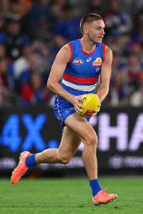 Cooper Hynes is a classic example of the modern AFL prototype athletic footballer: tall, fast, strong and capable of anything. It takes a natural footballer to provide a highlight reel full of flashy skills, but athletes like Hynes can be taught to play top-level football to make use of their physical talents. He has played a variety of roles at the Bulldogs, not quite a key forward but more of a tough matchup like Will Hayward; he has spent much time in recent weeks running off a wing. Perhaps such players don't have a high ceiling of output. They are highly useful roleplayers.