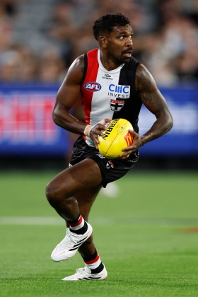 Liam Ryan was the complete package when he came across from West Coast in the off season, one of those players who aren't big enough to be considered a key forward but can compete in the air like few others, plus the finishing skills to make his rare disposals count. You could debate the worth of adding him to a list that hasn't been in finals contention for a while. Should the Saints have committed to a full rebuild rather than topping up with the likes of Ryan, Tom De Koning and Jack Silvagni? Ross Lyon always thinks his sides are good enough to compete. Who can tell him?