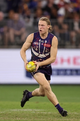 Hayden Young has come back into the Fremantle side after long-term injury and bolstered its centre rotations, but also in a newer role resting forward as well. Emulating Jordan De Goey and Touk Miller, he has enjoyed the quality supply that the Dockers' other midfielders have provided and kicked multiple goals at crucial times. Perhaps he is not quite at the level of Marcus Bontempelli or Nasiah Wanganeen-Milera in that role, but he has shown more than Cam Rayner. Is this just a function of the team around him lifting, or is he lifting them? Happy days, either way.