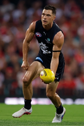 Ben Ainsworth came across from Gold Coast in the off season into a side which has promptly lost its coach, though little of that can be hung on his shoulders. If he was looking for more midfield time, he wasn't going to find it at Carlton who are blessed with inside options. No, he was looking to play the high half forward role that is en vogue in the league these days, taking turns with Francis Evans and Matthew Cottrell to do wind sprints between the arcs looking for opportunities to deliver to leading talls. He is a weathervane, not a firestarter, but good sides need cream players.