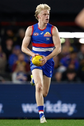 Sam Davidson came into the league last year with some eye-catching games playing a wing role, in a side that often plays on the fast track under the roof at Docklands and needs a lot of his kind of run-and-carry merchants. He may not have the tank of Laitham Vandermeer, but he is a more solid and dependable runner who has settled on a half forward flank to try to get to as many contests as he can. As a mature-aged recruit, his time in the big leagues is dependent on ticking boxes on the coach's spreadsheet, as he's not blessed with blinding talent to take him to a new level.