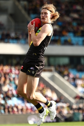 Kye Annand is an old-fashioned footballer, not just in his Jimmy Jess hairstyle but also that he is a rather ungainly defender standing at 200cm who could play in ruck if the team needed it. At the age of 23 as a mid-season mature-aged draft pick, he may not have a whole lot of potential left in him, and may end up sharing the fate of other VFL-coded draftees like Lachie Blakiston who seem set to be here for a good time, not a long time. It's not as if Luke Trainor has owned centre half back  at Richmond so far, however, so Annand has time to prove his worth to list management.