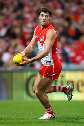 Tom McCartin is one of the premier back-shoulder defenders in the competition, perhaps under-rated compared to his peers but unquestionably the best defender at Sydney which is in the top six for points against. While his physical capabilities are best-suited to centre half forward, he is also first choice for Dean Cox when the best opposition forward starts out of the goalsquare. Today's opponents provide meagre pickings, as he would have normally lined up on Mitch Georgiades who withdrew from illness. On days like today, he can rack up intercepts and be fantasy relevant.